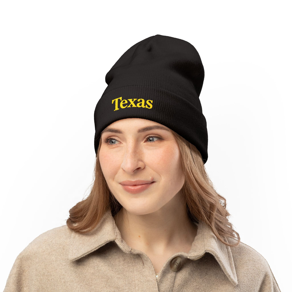 Cozy Texas Embroidered Knit Beanie, Winter Hat, Gifts for Texans, Outdoor Accessories, Casual Fashion