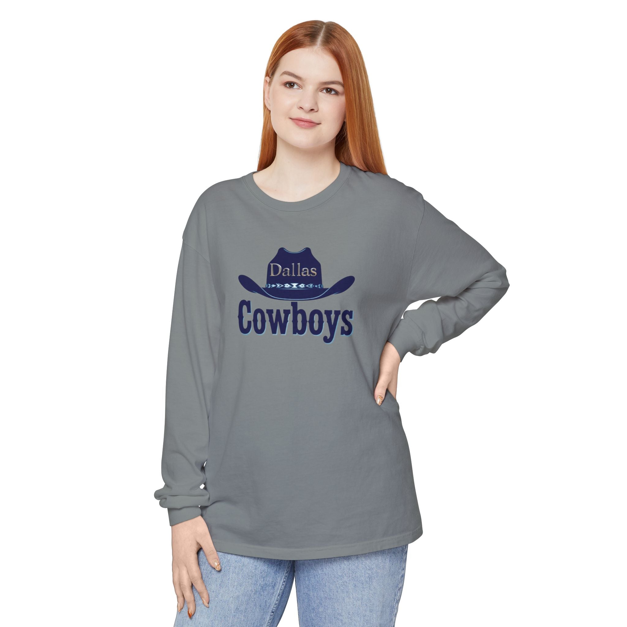 Cowboys Long Sleeve T-Shirt, Unisex Sports Tee, for Gift, Cowboy Hat Design 