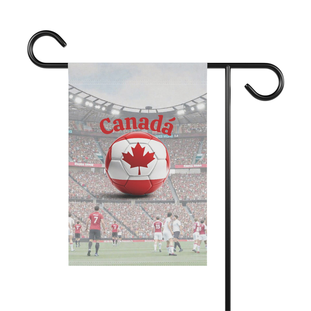 Canada Soccer Garden Flag — Canada Maple Leaf Soccer Ball Stadium Garden Banner