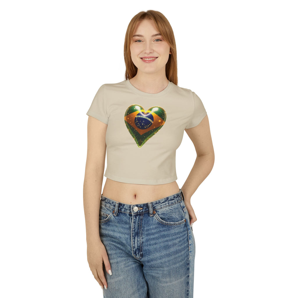 Women's T-shirt with Brazilian heart print for babies - Fluffy printed T-shirt for commemorations
