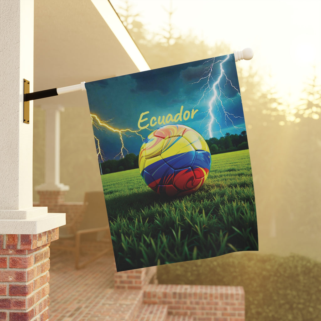 Ecuador Soccer Garden Flag — Lightning Storm Football Yard Banner