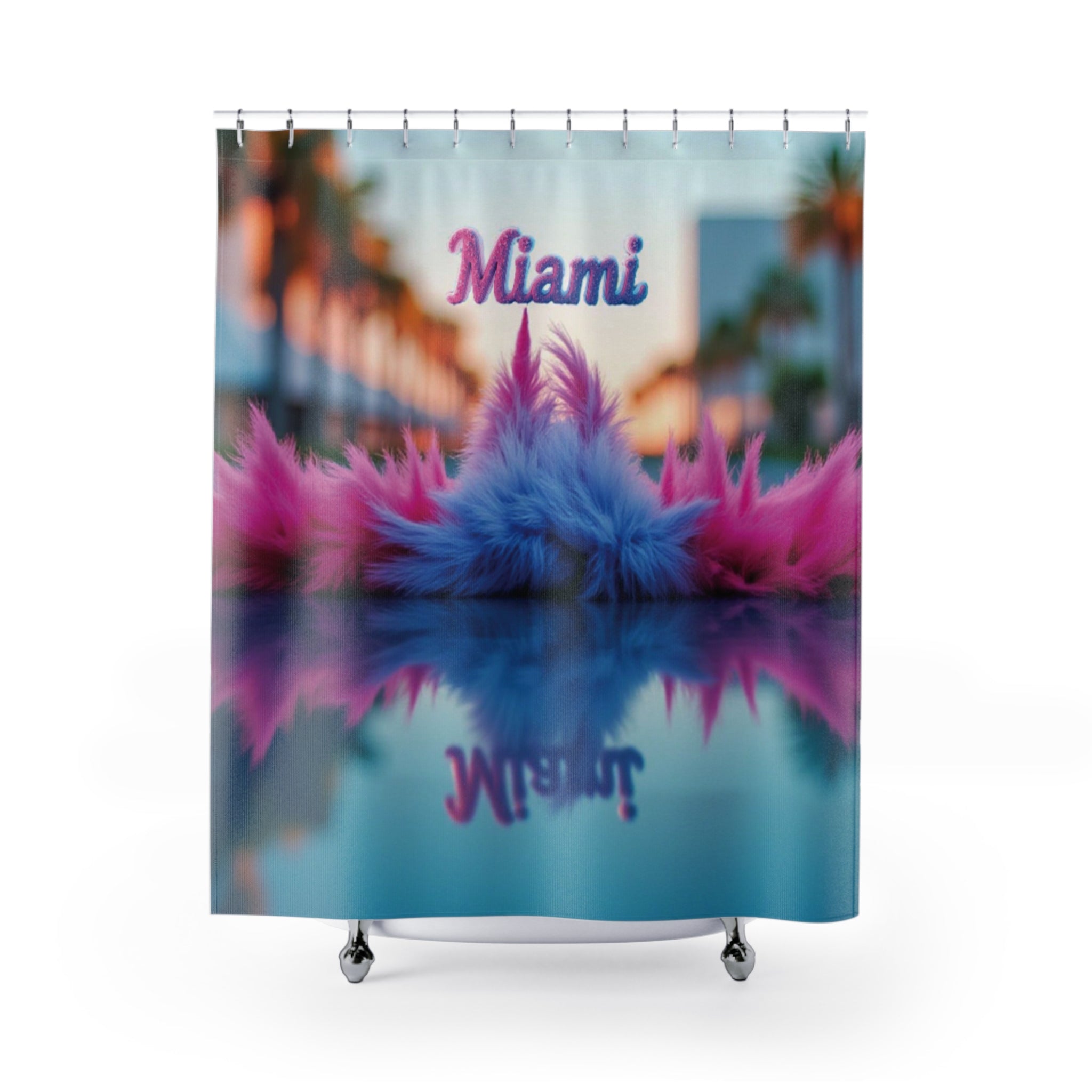 Vibrant Miami Shower Curtain - Tropical Décor for a Bright Bathroom