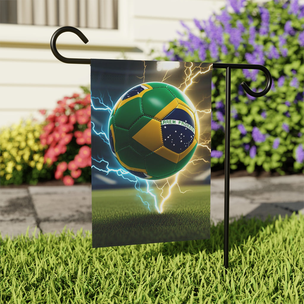 Brasil Flag Soccer Ball Garden Flag — Electric Stadium Soccer Garden Banner