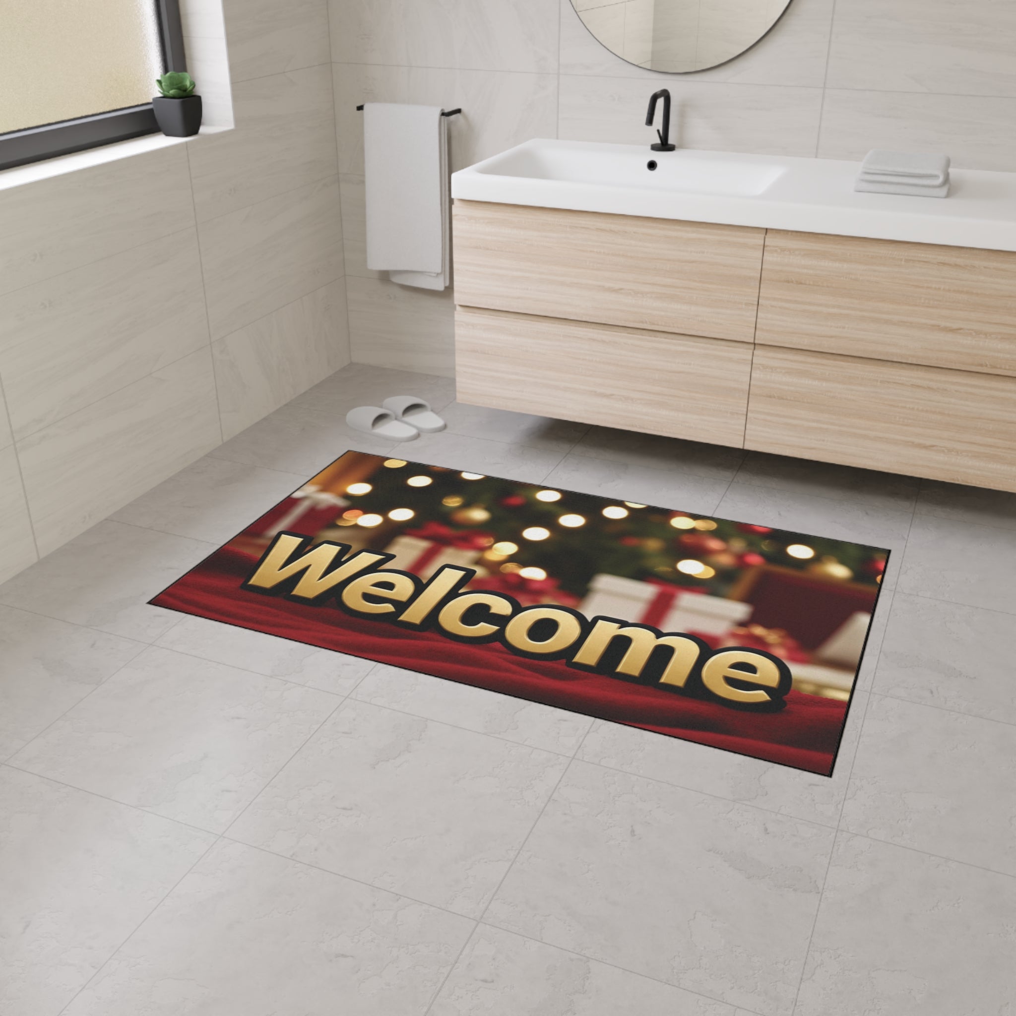 Festive Welcome Floor Mat | Heavy Duty Holiday Door Mat, Indoor/Outdoor Rug, Christmas Decor, Front Porch Mat, Easy Clean Welcome Mat