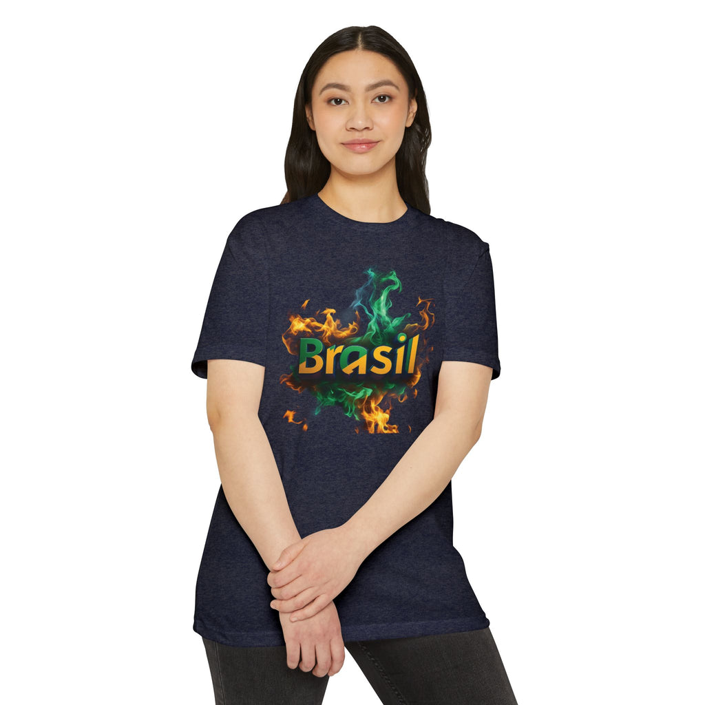 Unisex T-shirt with Brasil Fire graphic print - perfect for sports and festivals