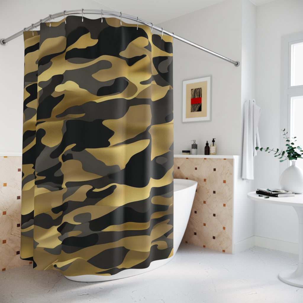 Gold Black Shower Curtain