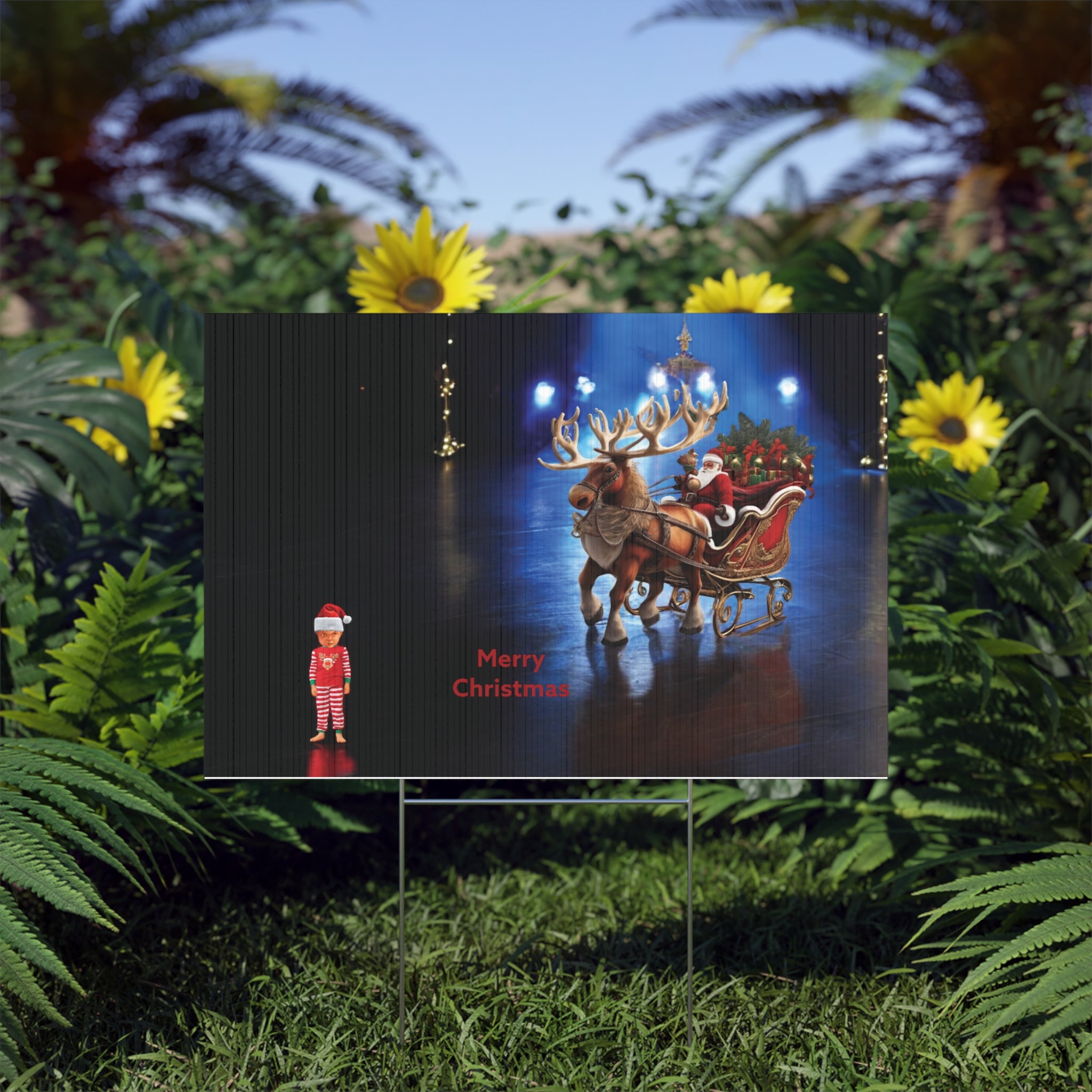 Santa Claus Lawn Sign - Christmas Gift Decoration