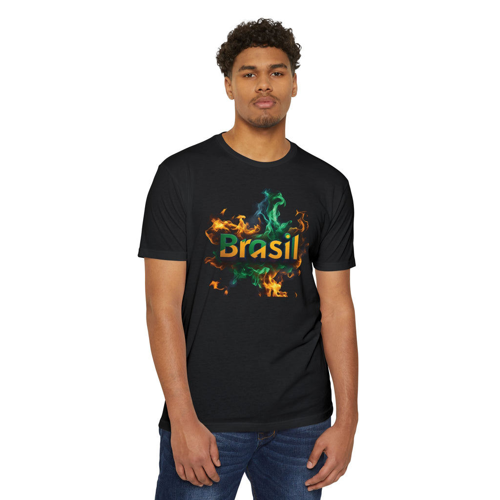 Unisex T-shirt with Brasil Fire graphic print - perfect for sports and festivals