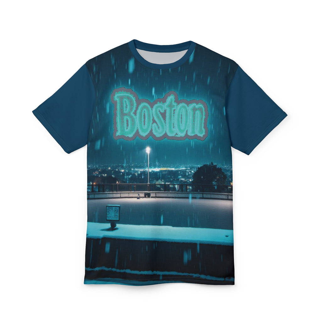 Boston Nightscape Unisex Tee, Urban Style Shirt, Cityscape Graphic Tee, Unique Boston Souvenir, Casual Streetwear