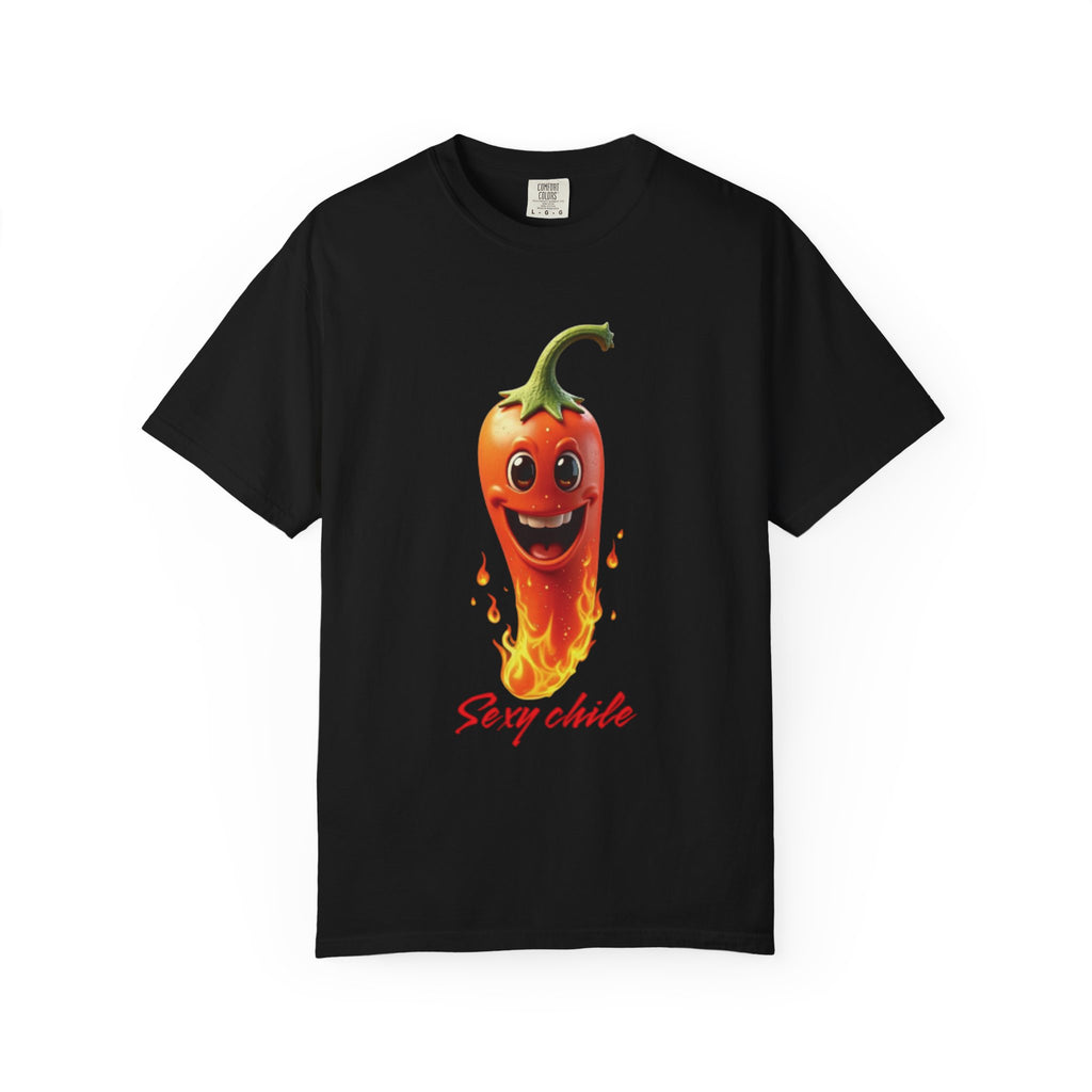 Funny unisex tie-dyed t-shirt with the phrase "Sexy Chile"