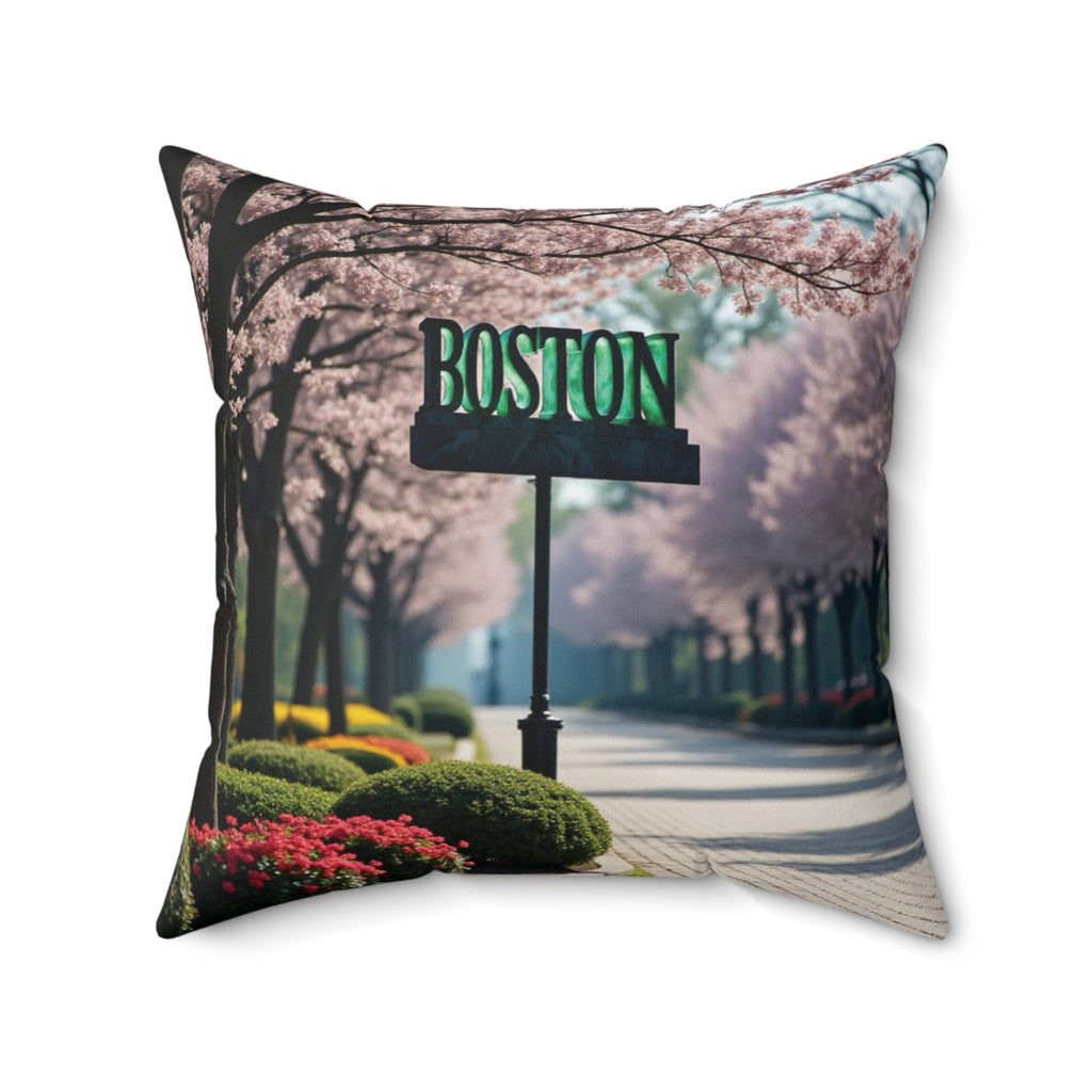 Boston Cherry Blossom Decorative Pillow