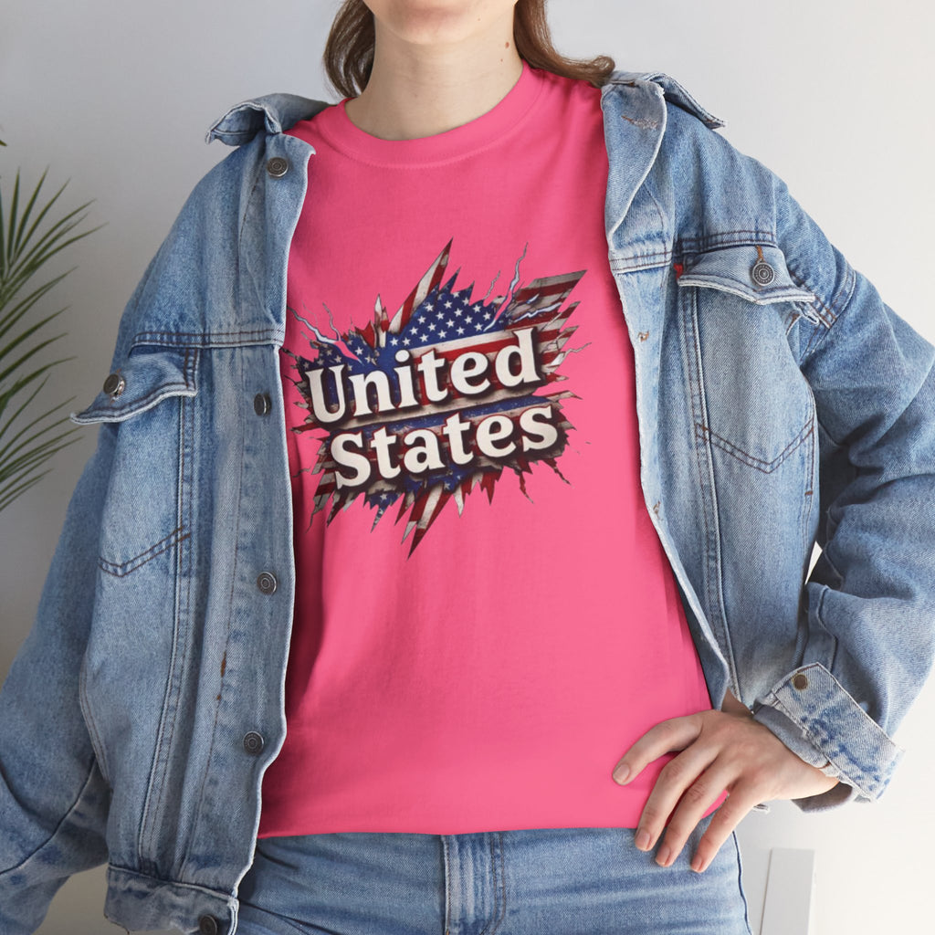 Patriotic USA Unisex Heavy Cotton Tee - American Flag Graphic