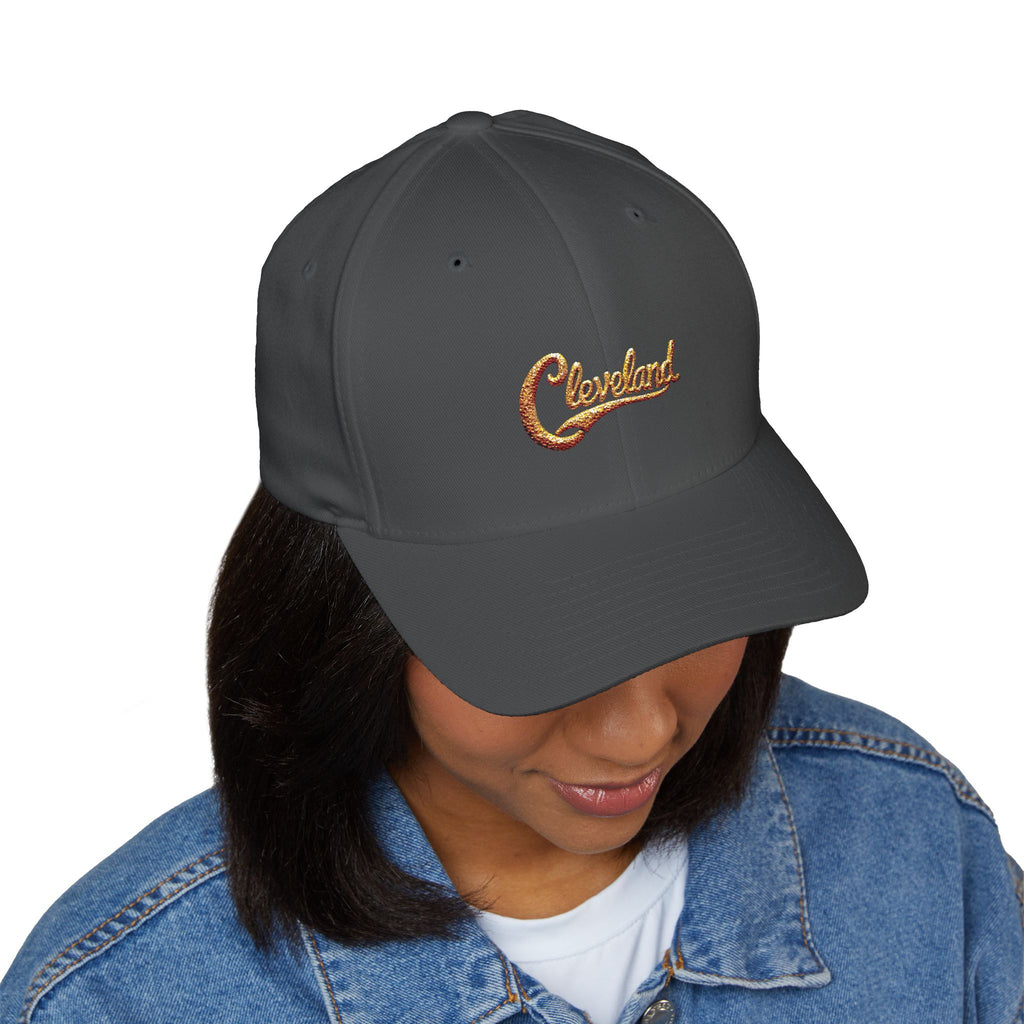 Embroidered 'Cleveland' Script Cap — Classic White Structured Hat