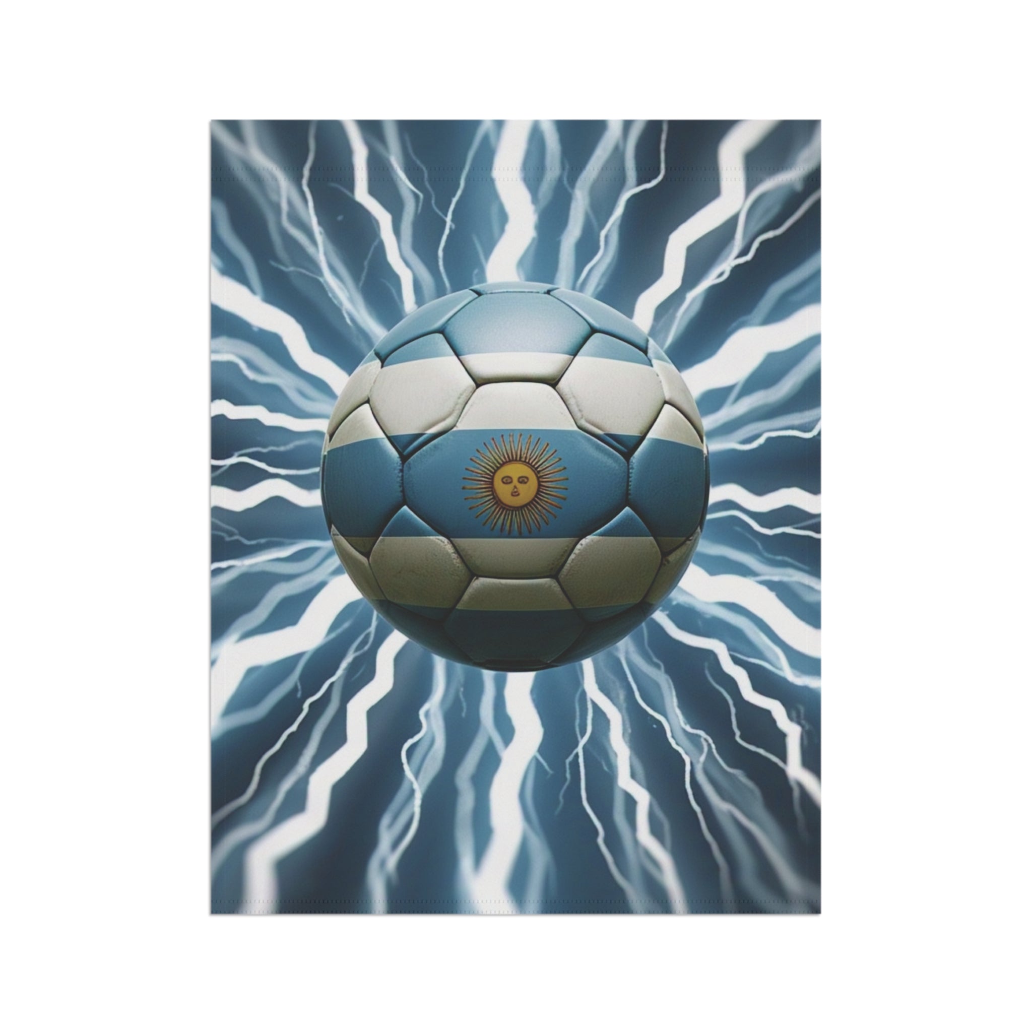 Soccer Lightning Garden Flag – Argentina Blue Ball Football House Banner