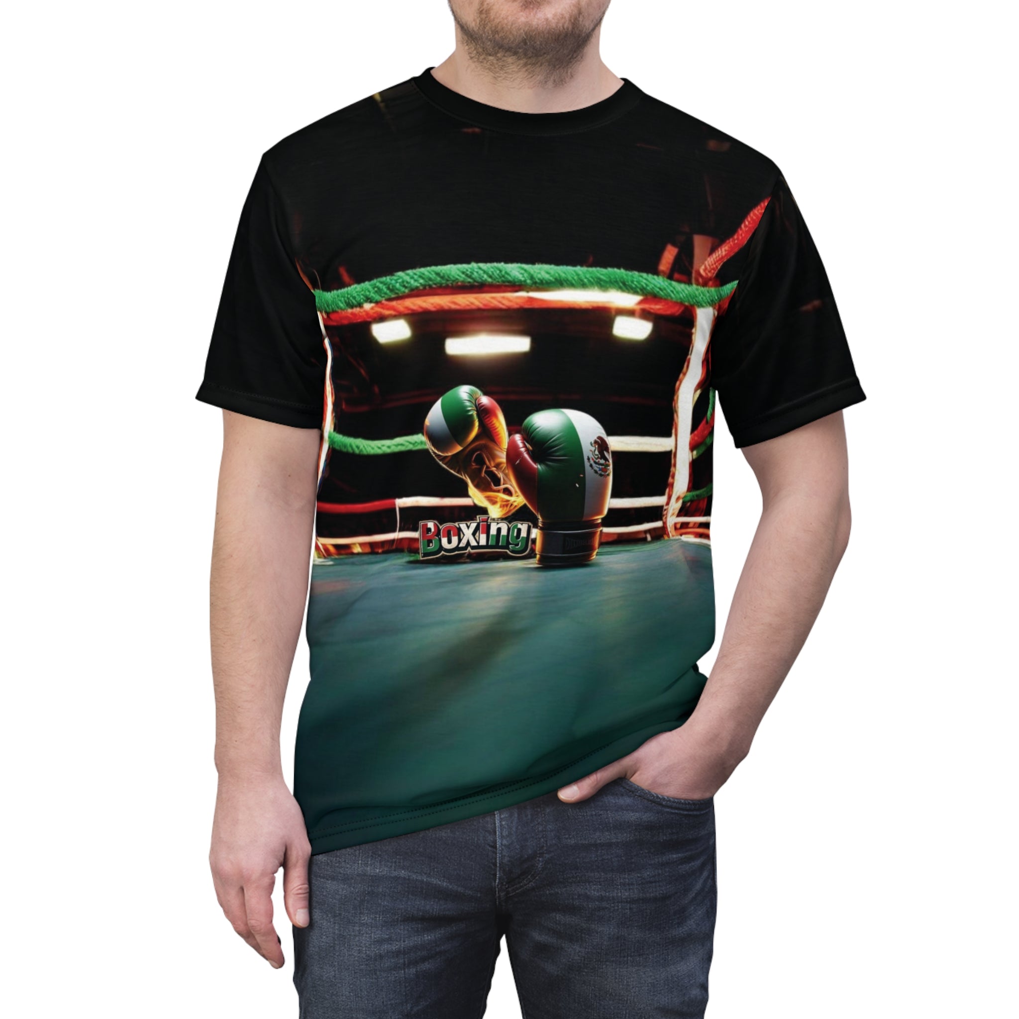 Camiseta "Ring de Boxeo Mexicano" - Guantes Tricolor en la Lona
