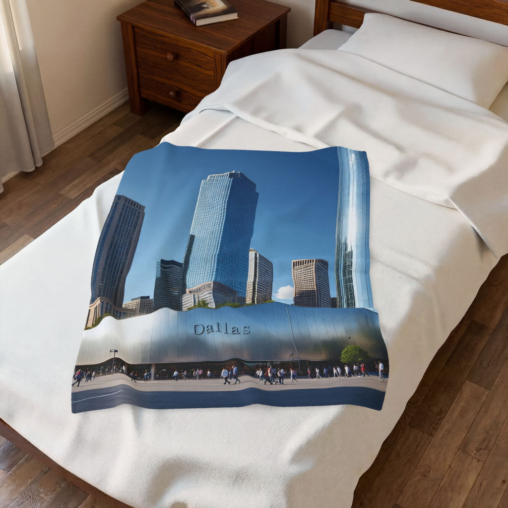 Cityscape Velveteen Plush Blanket - Cozy Home Decor, Gift for Dallas Lovers, Travel Souvenir, Soft Luxury Throw 