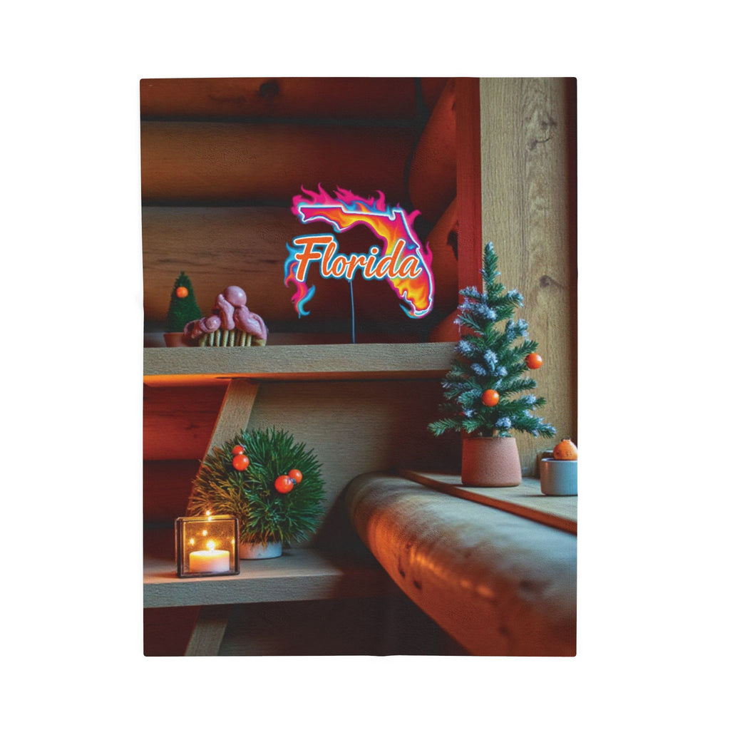 Florida Neon Sign Velveteen Plush Blanket