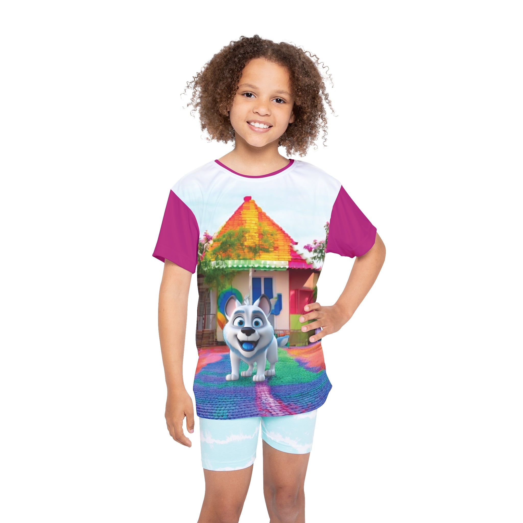 Kids T-Shirt Dog Near Colorful House Gift for Any Occasion 