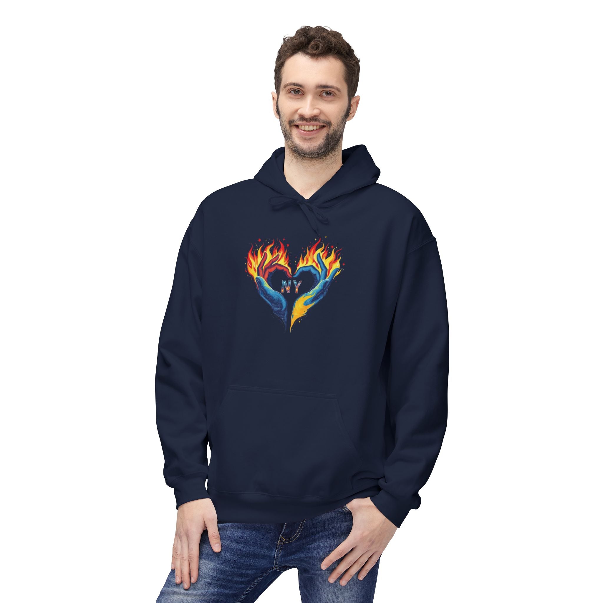 "NY Spirit" Sweatshirt | Fire and Ice Heart Design