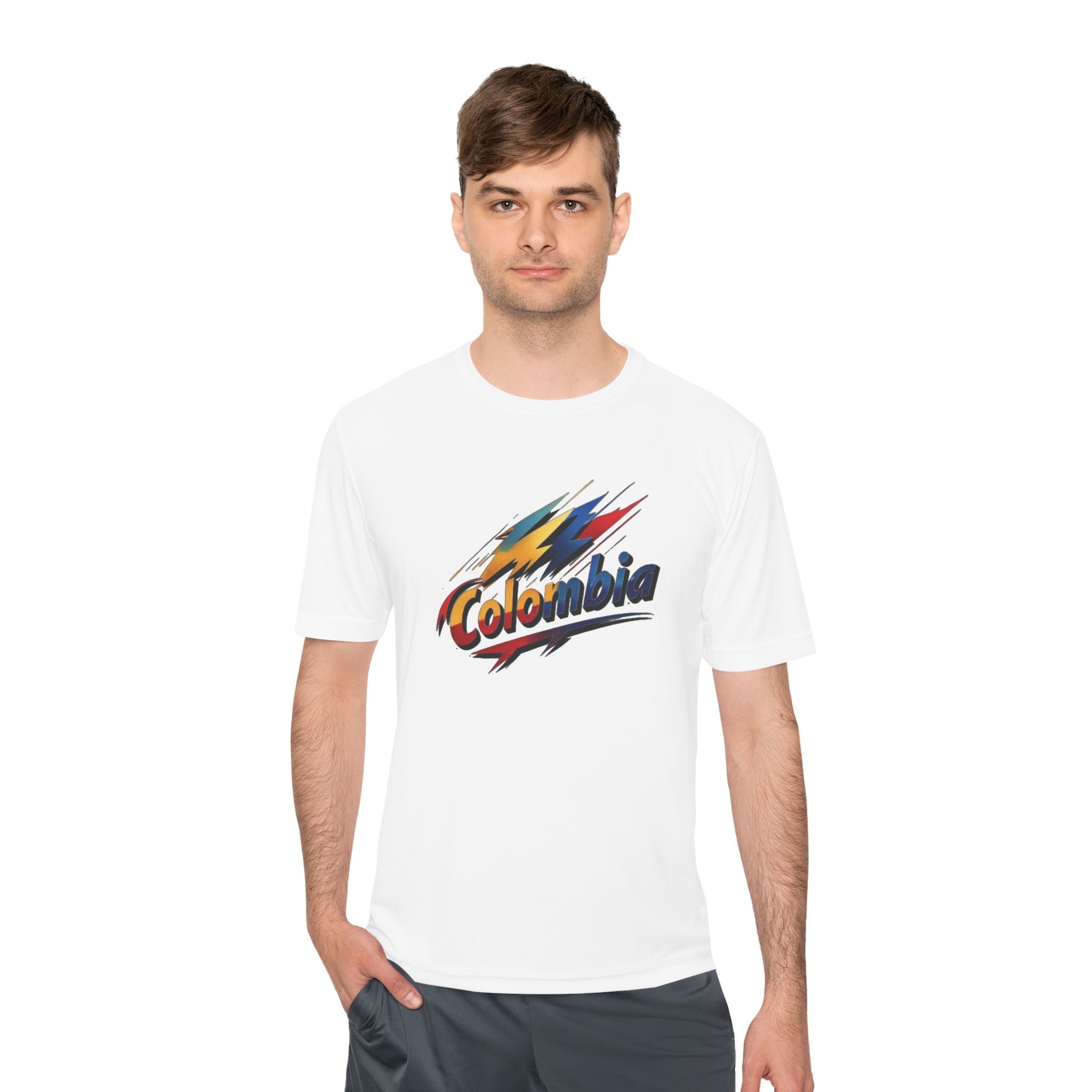 Camiseta unisex colombiana que absorbe la humedad: perfecta para deportes y viajes.