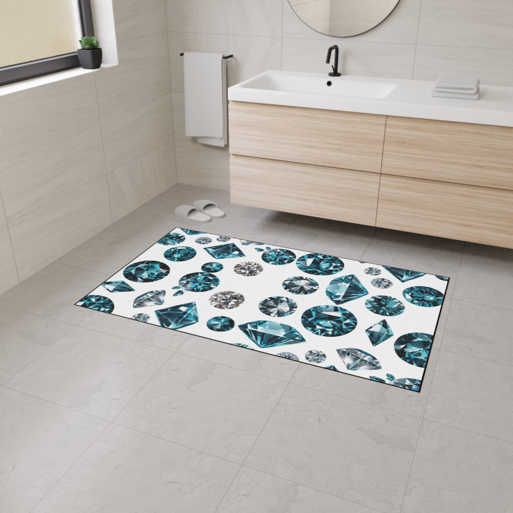 Floor Mat - Beautiful Diamond Design - White Background - Gift Giving Idea 