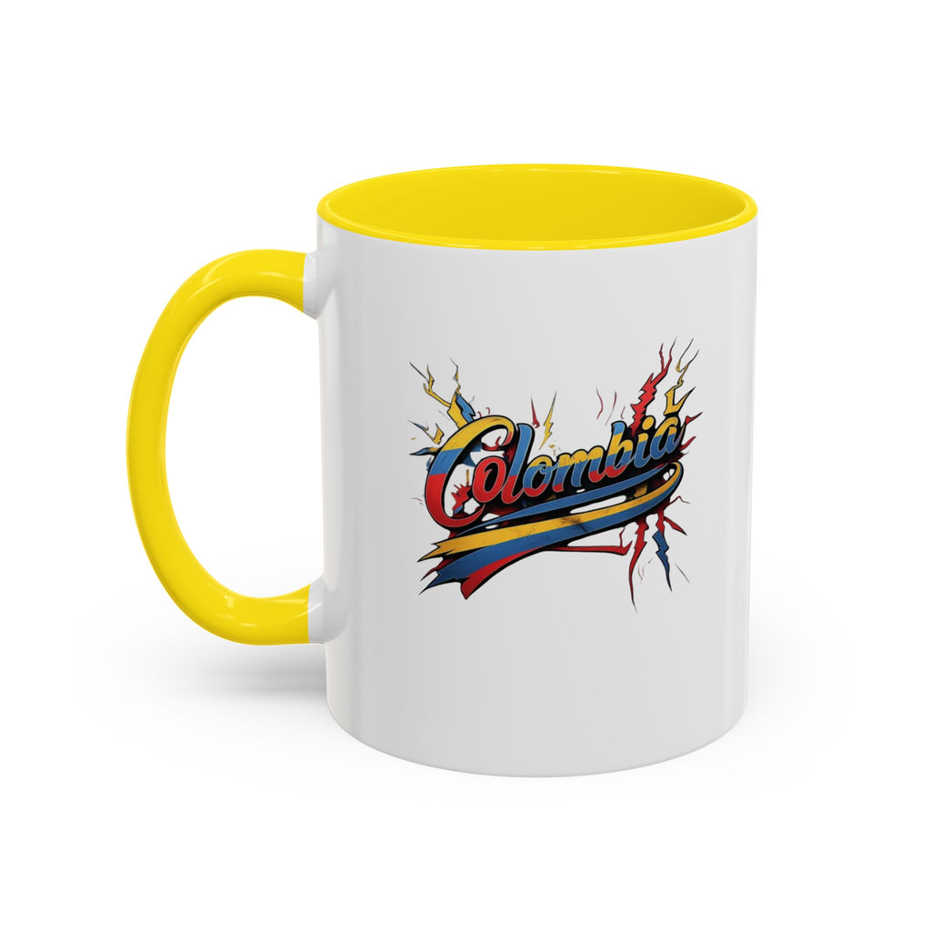 Taza de café con acento colombiano (325 ml y 440 ml), ideal para amantes del café y como regalo.