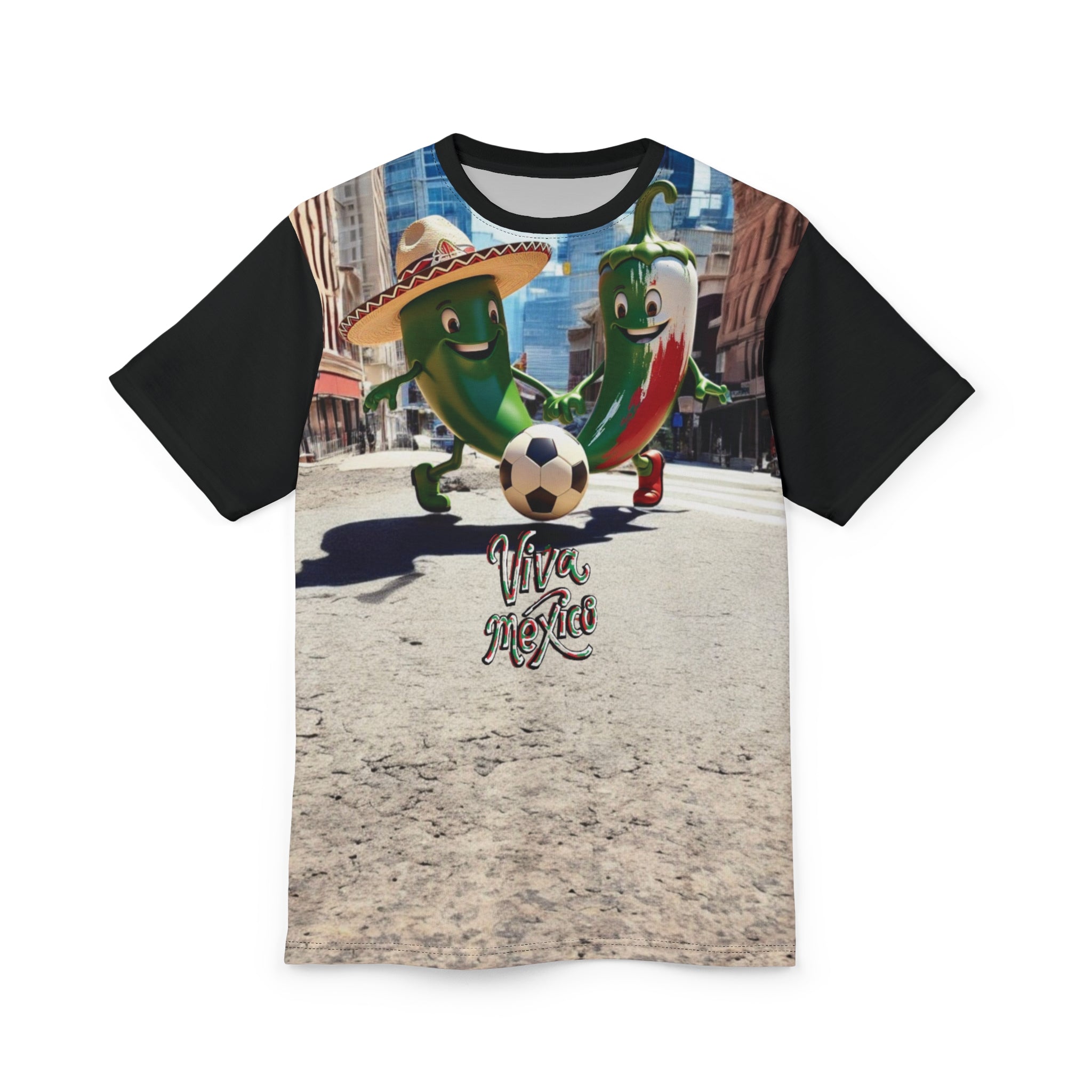 Camiseta unisex Viva México - Diseño divertido de chiles futboleros