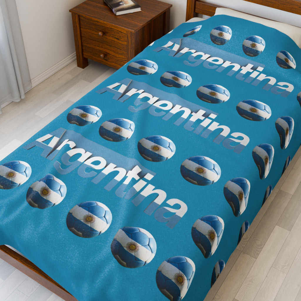 Manta de terciopelo de muchas bolas de soccer- Diseño argentino