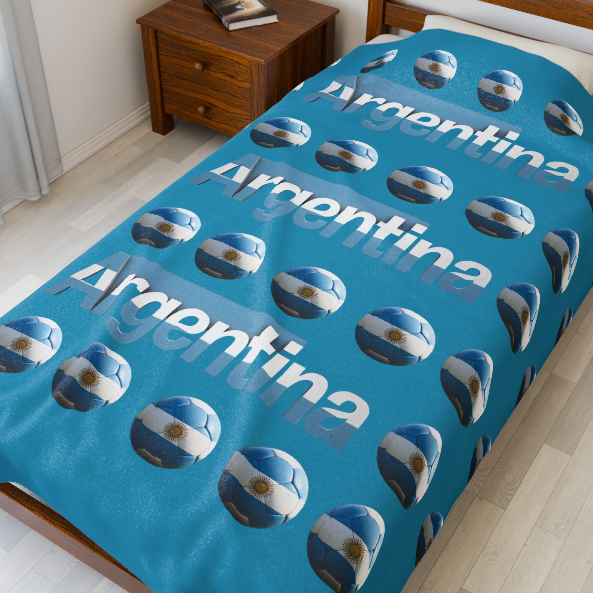 Manta de terciopelo de muchas bolas de soccer- Diseño argentino