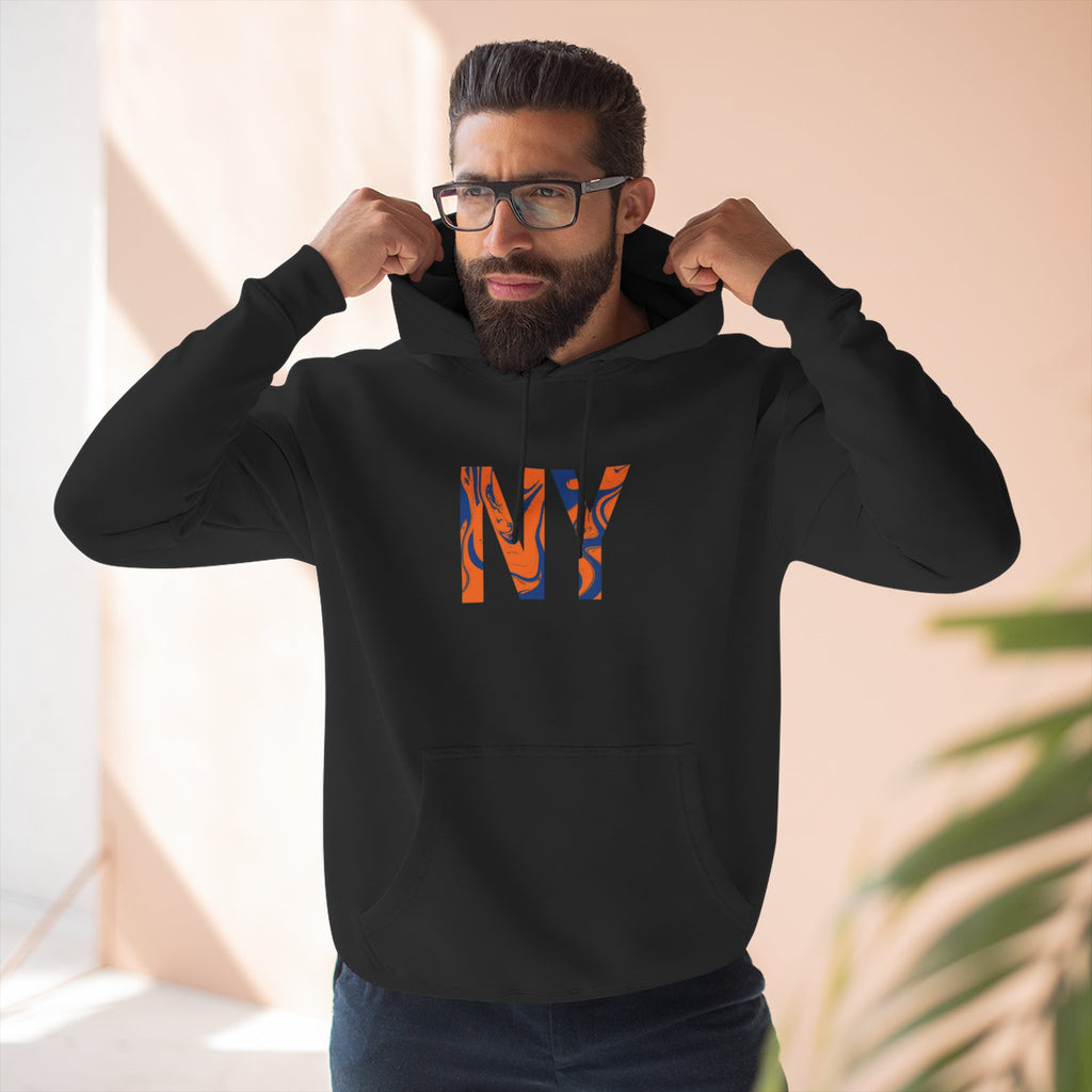NY Three-Panel Fleece Hoodie, Cozy Hooded Sweatshirt, Casual Wear for All, Gift for Friends, Stylish Streetwear
