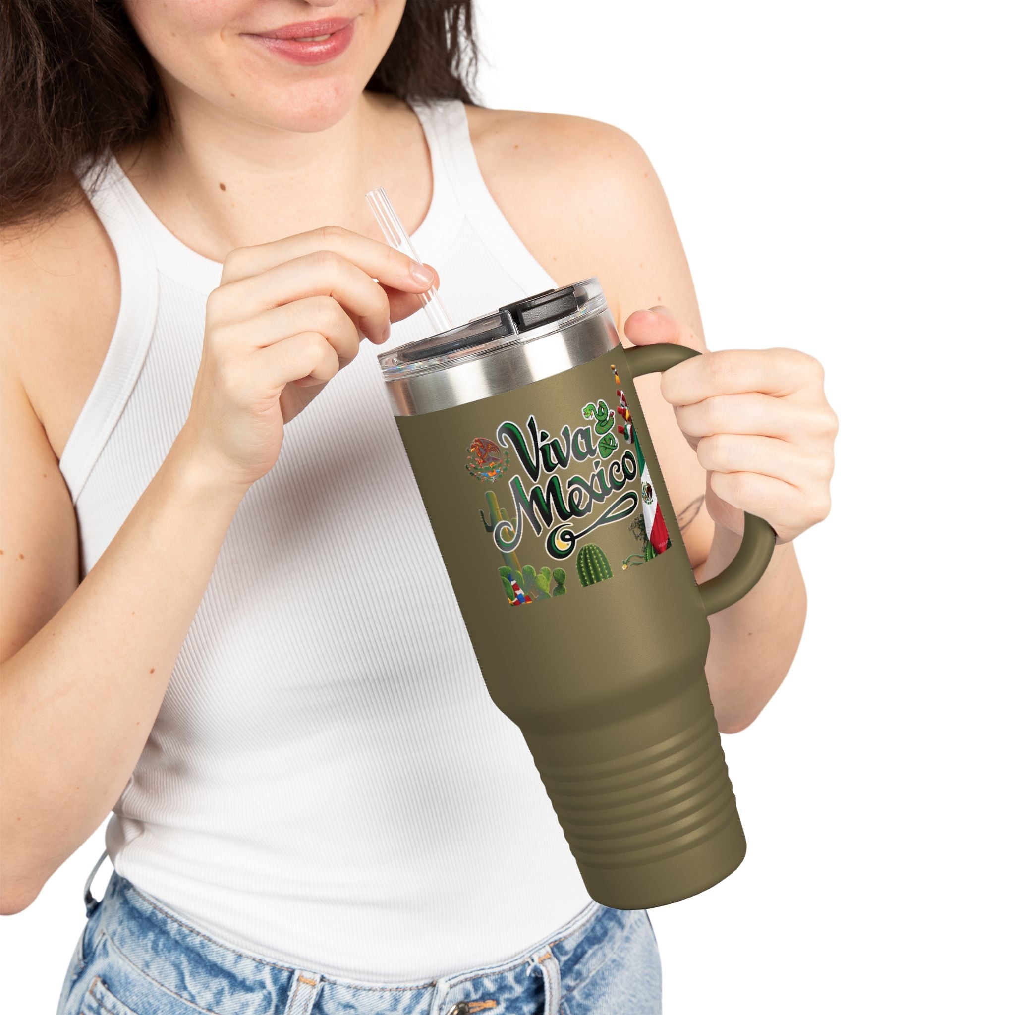 Taza de viaje térmica Viva México- 40oz Cactus Design
