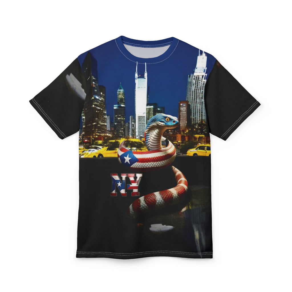 Camiseta unisex con corte y costura Urban Snake - Camisa gráfica con ambiente urbano de Nueva York