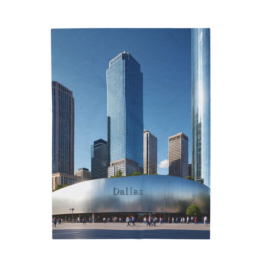 Cityscape Velveteen Plush Blanket - Cozy Home Decor, Gift for Dallas Lovers, Travel Souvenir, Soft Luxury Throw