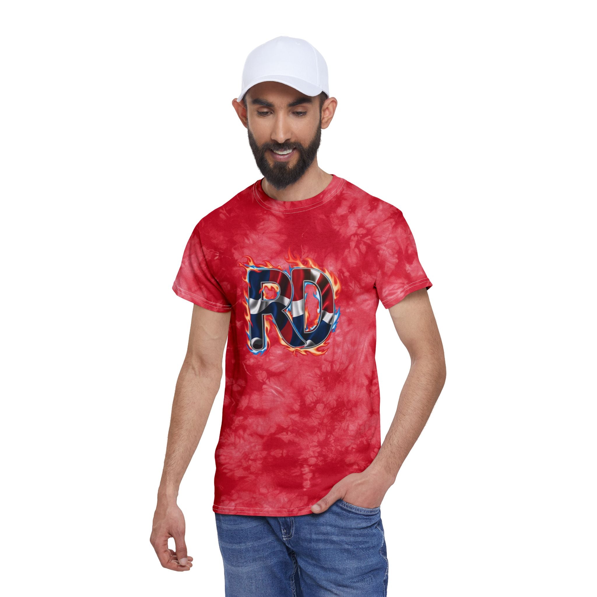 Camiseta con estampado tie-dye de llamas de República Dominicana: camiseta unisex informal y vibrante