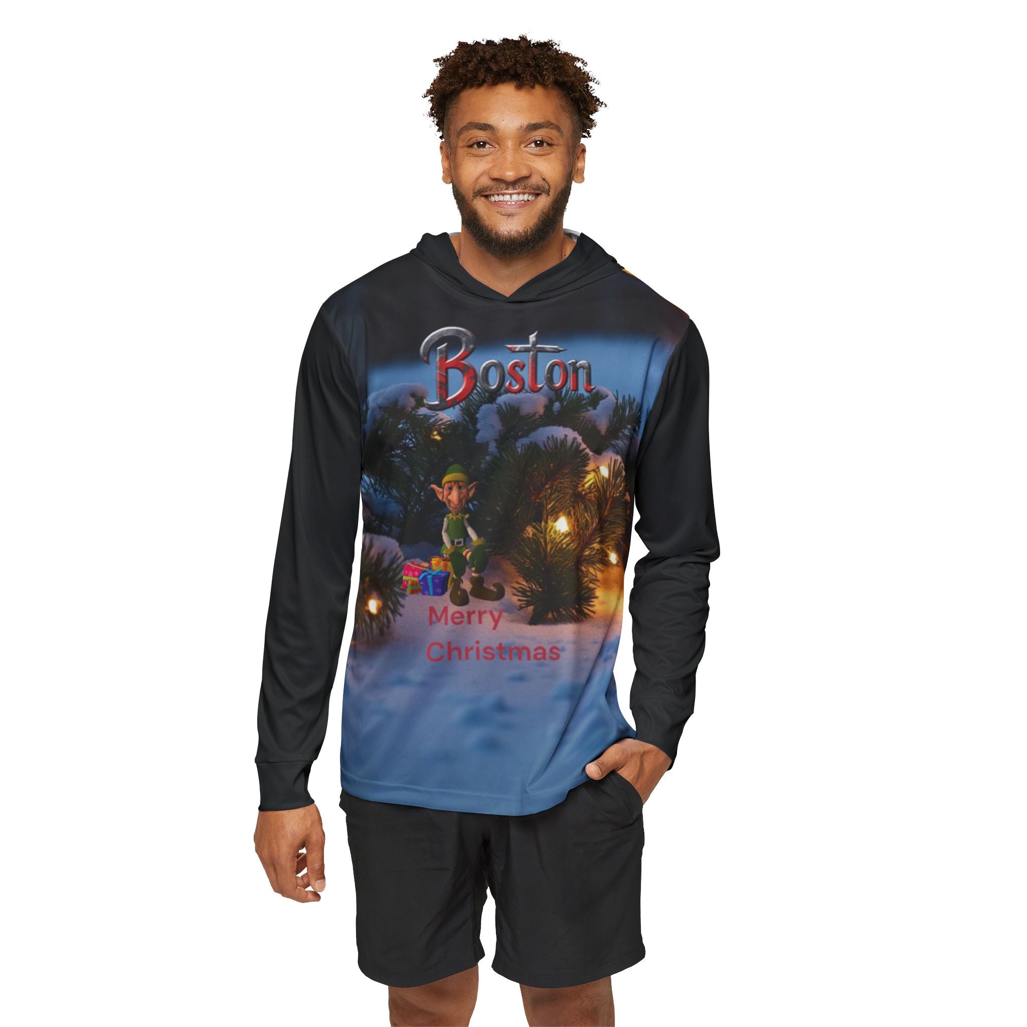 Boston Christmas Hoodie - Merry Christmas Holiday Hooded Sweatshirt