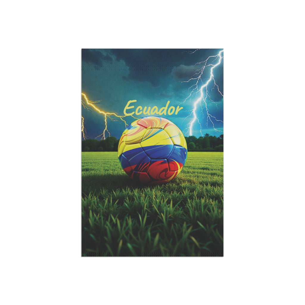 Ecuador Soccer Garden Flag — Lightning Storm Football Yard Banner