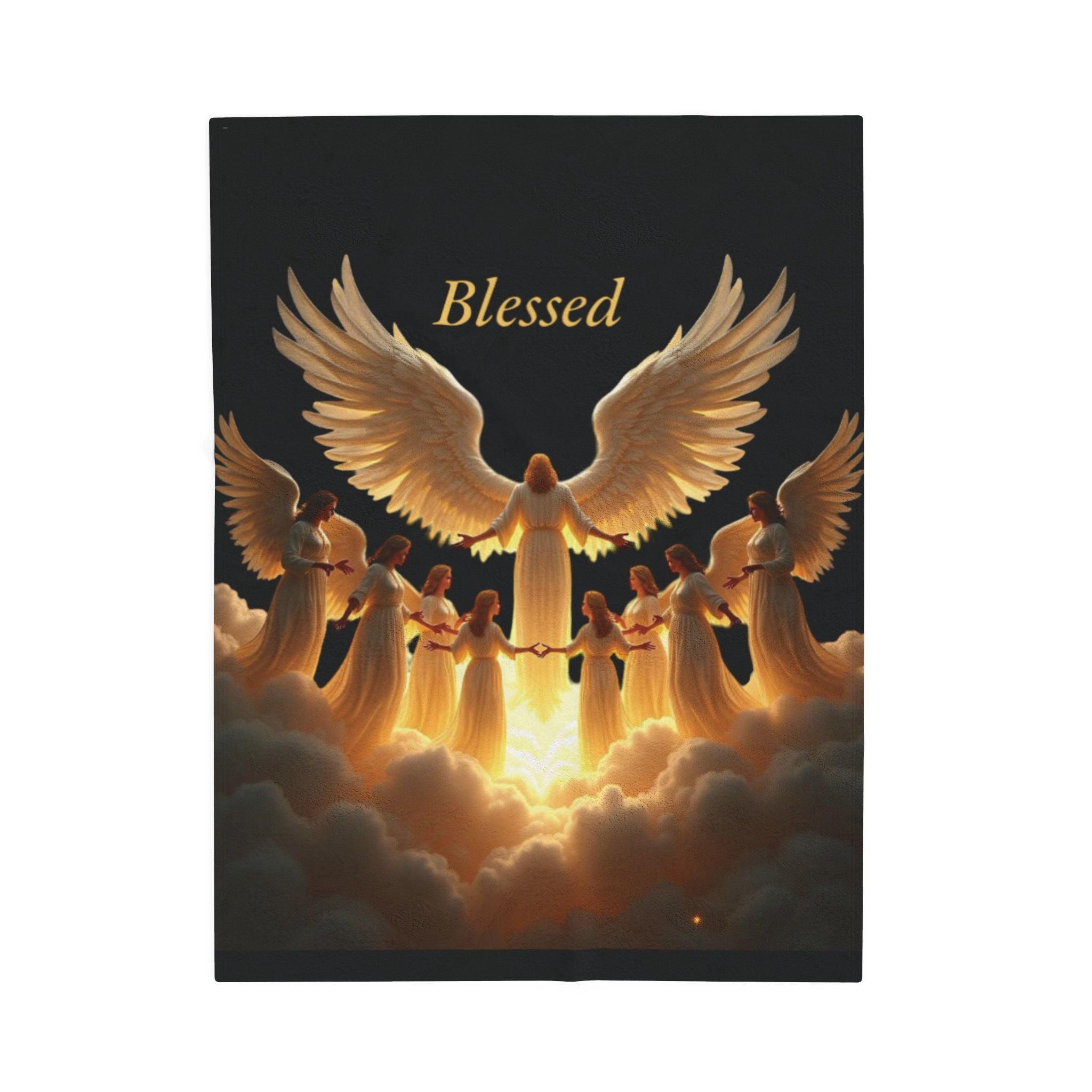 Blessed Angels Velveteen Plush Blanket - Cozy Comfort for Spiritual Moments