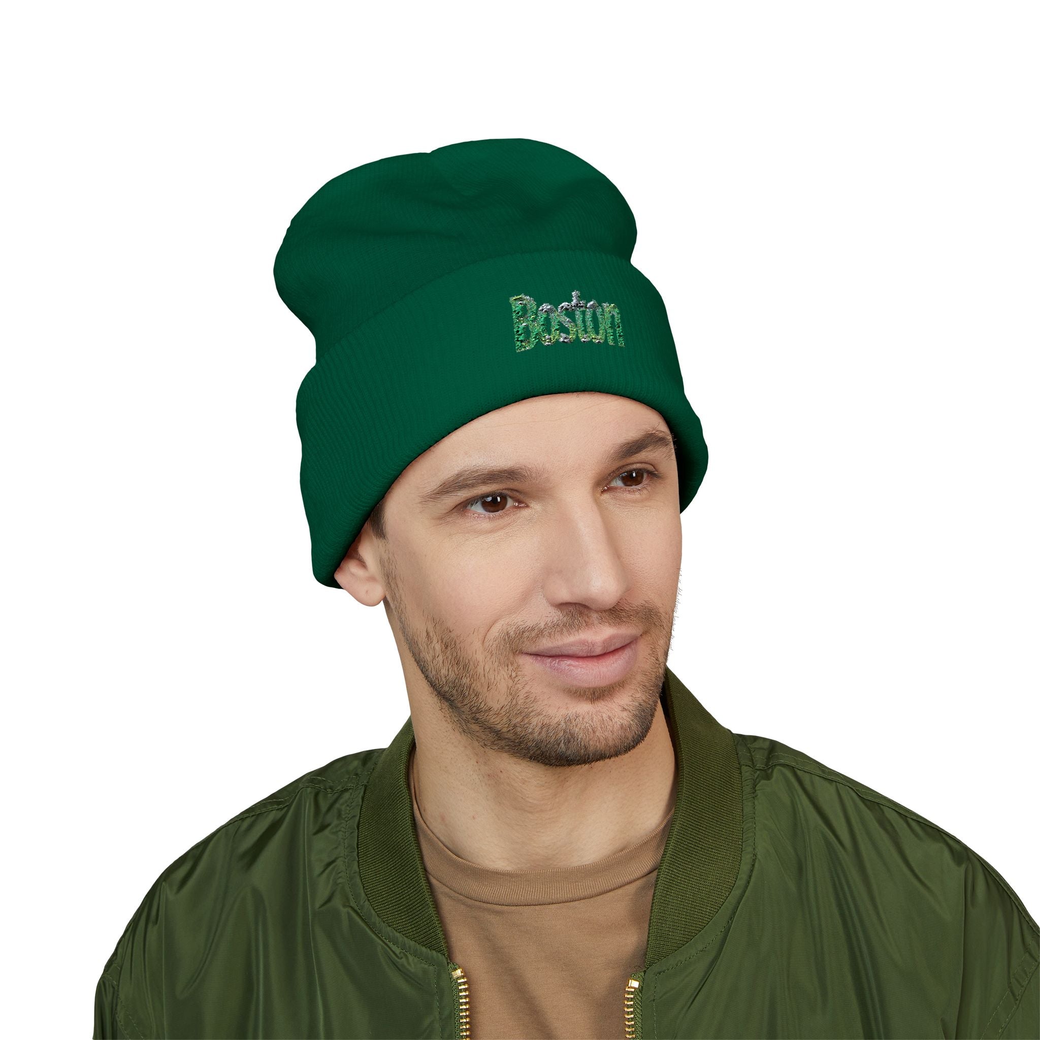 Embroidered Boston Beanie - Classic Cuffed Winter Hat