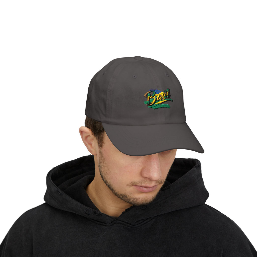 Boné clássico bordado - Boné branco Brasil para estilo casual