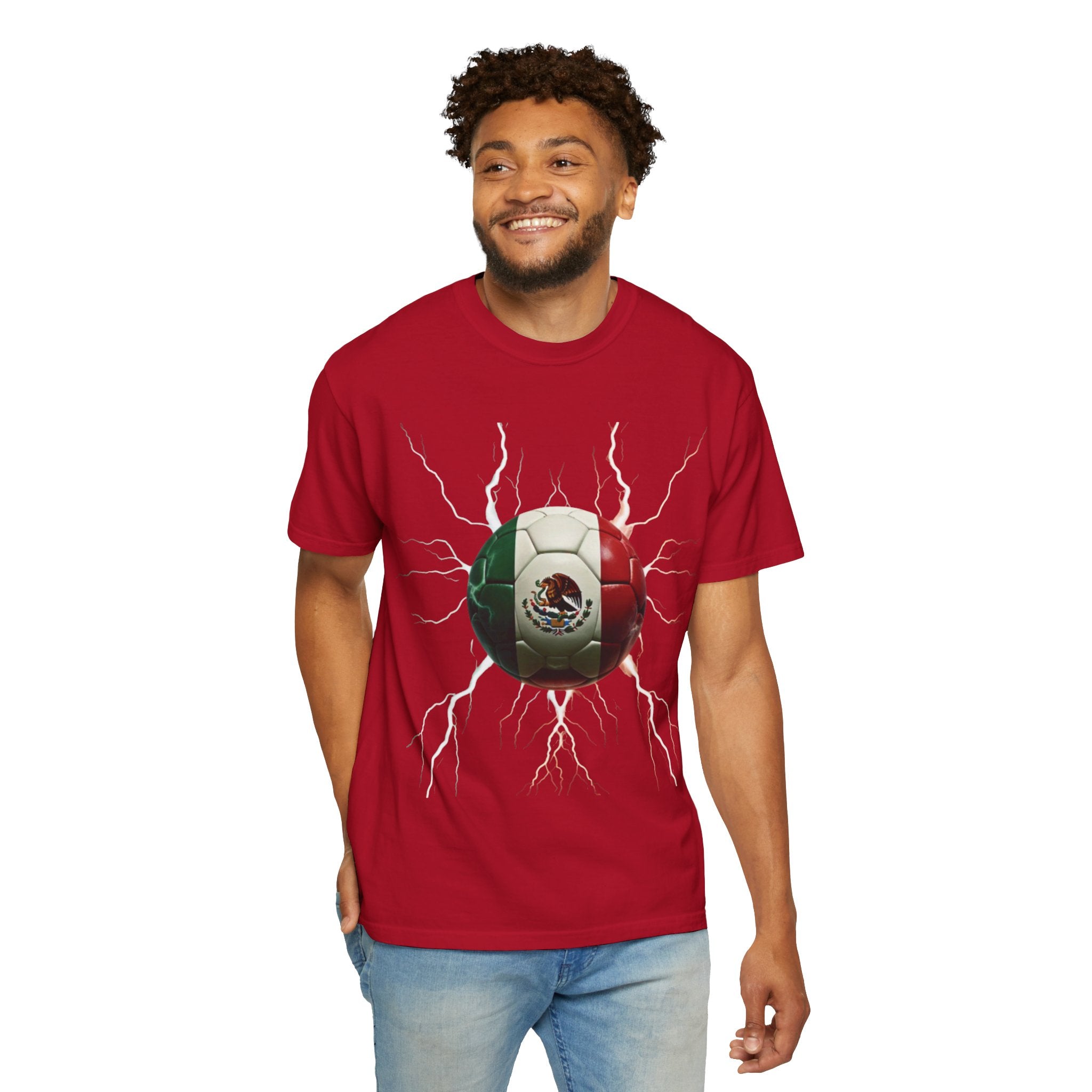 Mexico Unisex Soccer T-Shirt: Electric Garment-Dyed Design for Fans