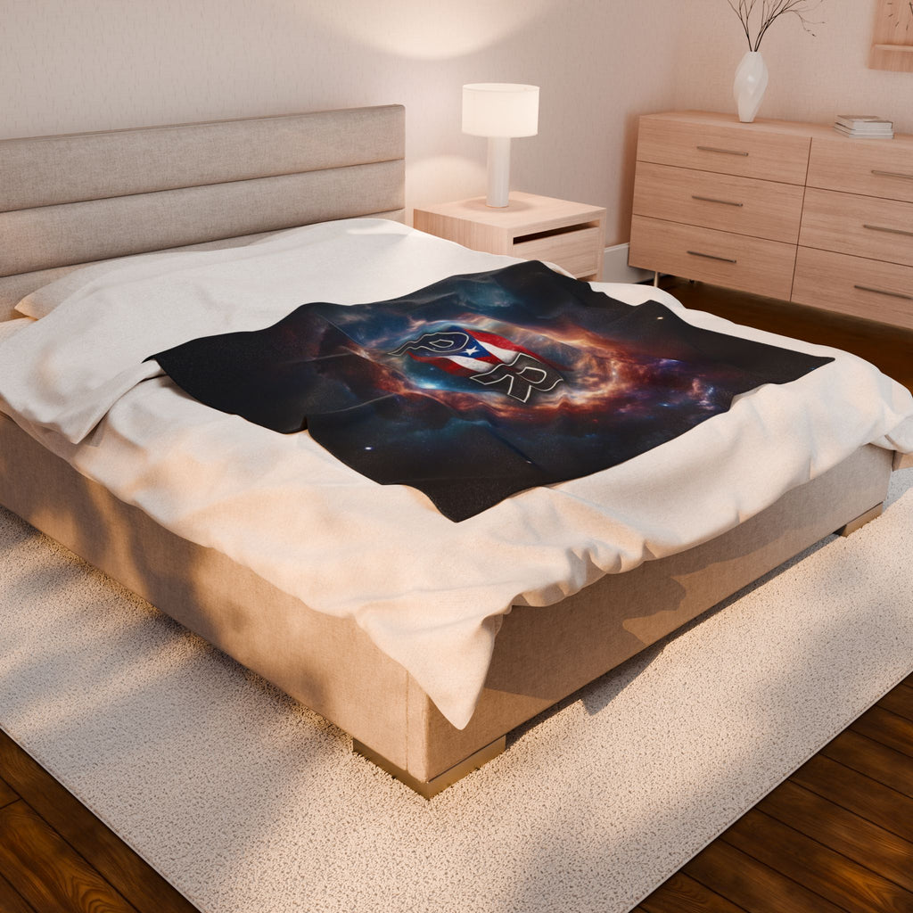 Puerto Rico Flag Galaxy Velveteen Plush Blanket