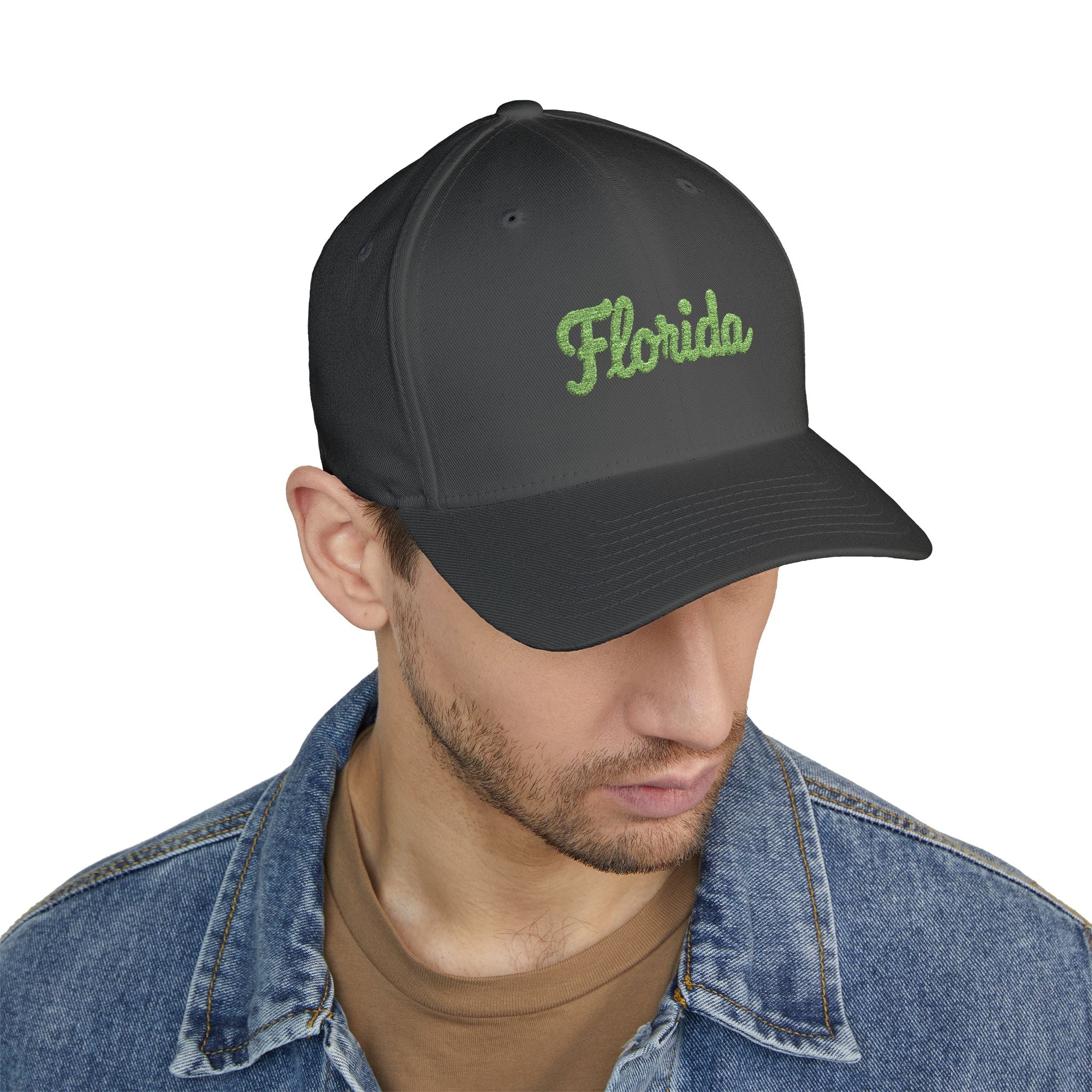 Florida Script Embroidered Cap – Tropical Leaf Stitching