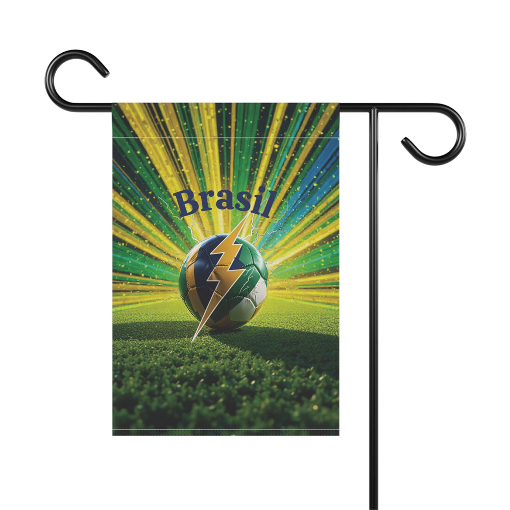 Brazil Soccer Garden Flag — Brasil Football Lightning Ball House Banner