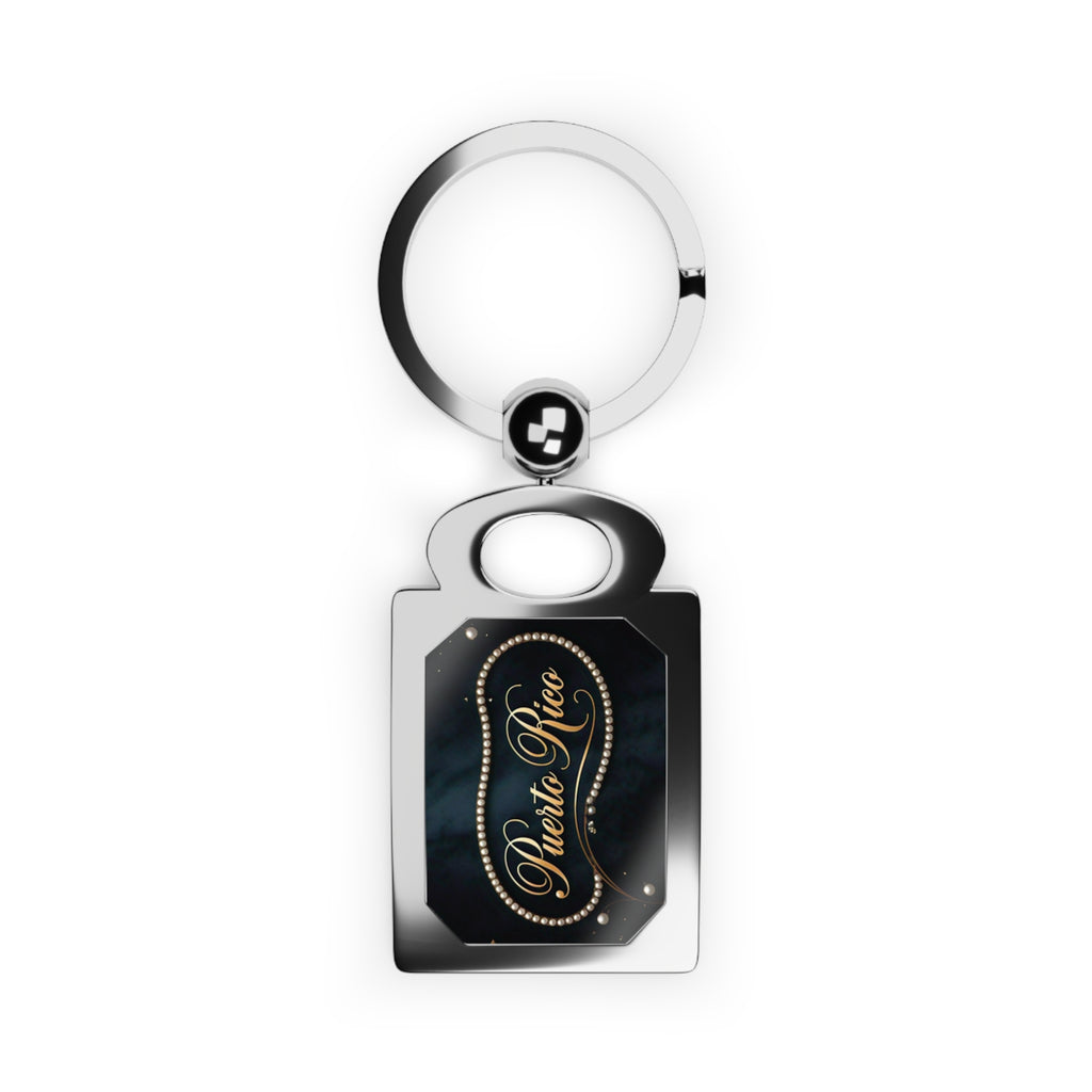 Rectangular keychain with personalized photo of Puerto Rico: metal keychain with custom photo, souvenir gift.