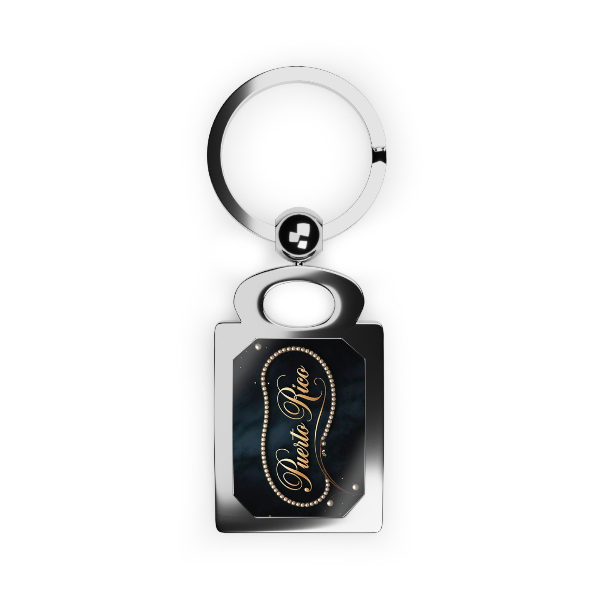 Rectangular keychain with personalized photo of Puerto Rico: metal keychain with custom photo, souvenir gift.