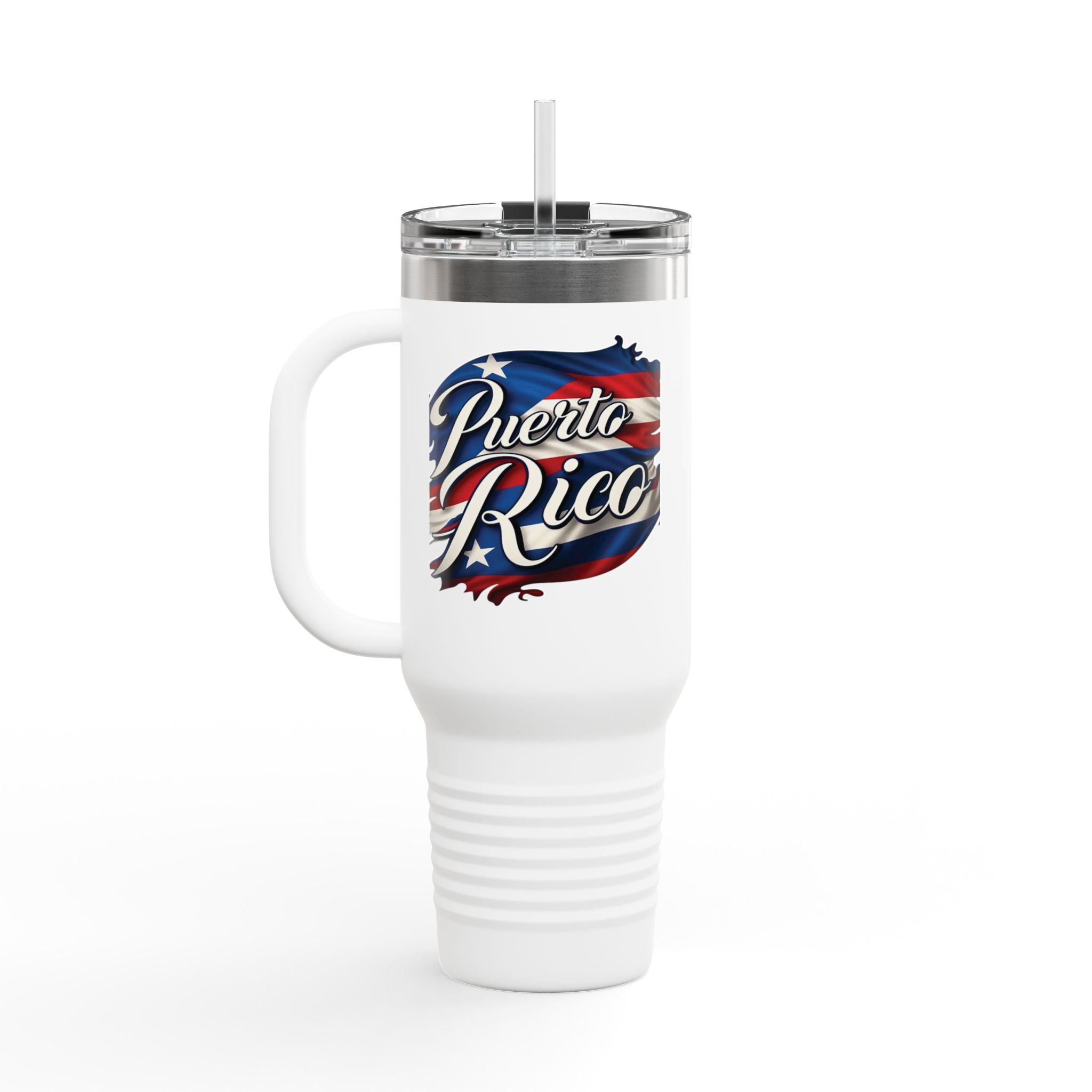 Taza de viaje con aislamiento patriótico de 40 oz, perfecta para aventuras al aire libre o para regalar.