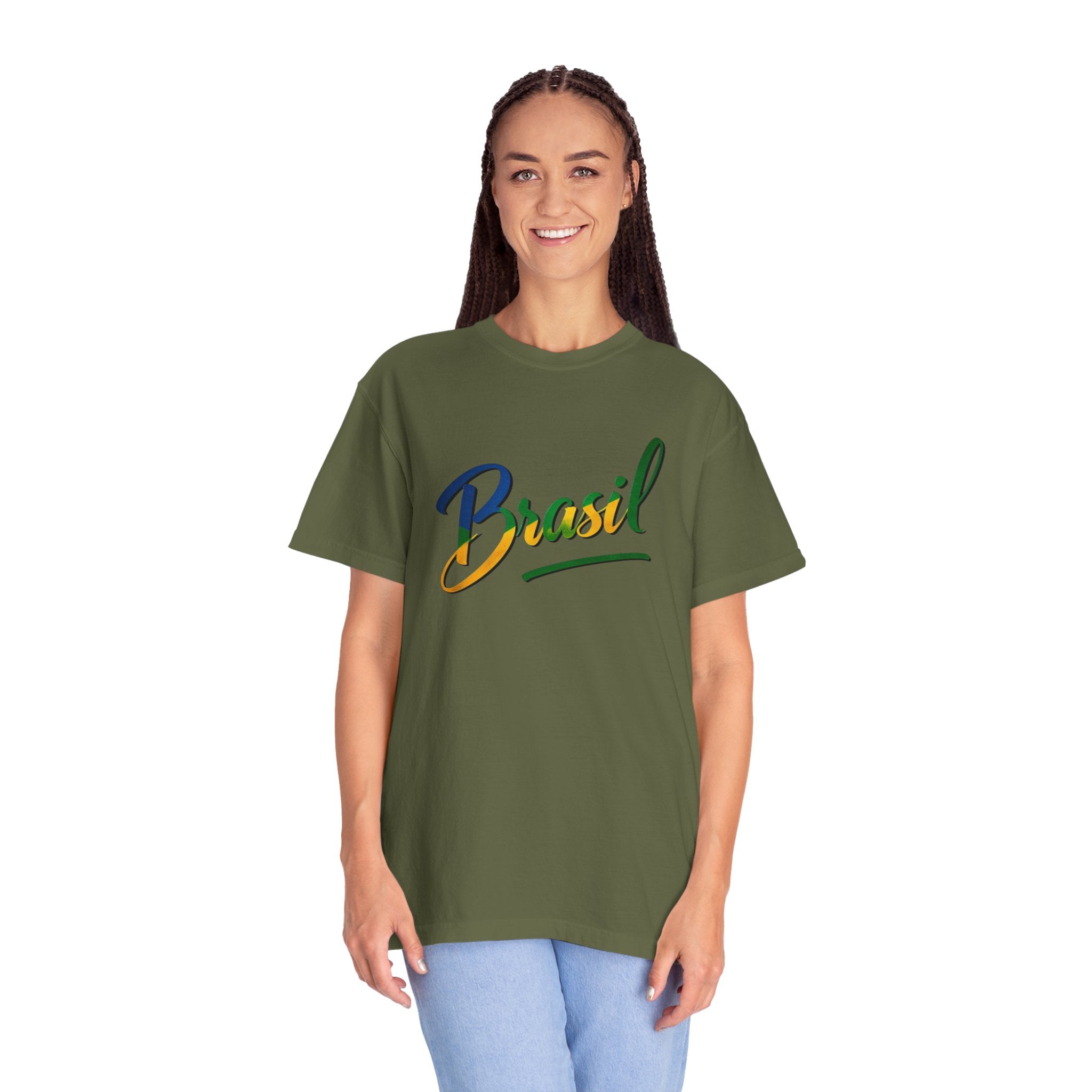 Camiseta Brasil Unissex - Camiseta Casual Tingida para Viajantes e Festividades