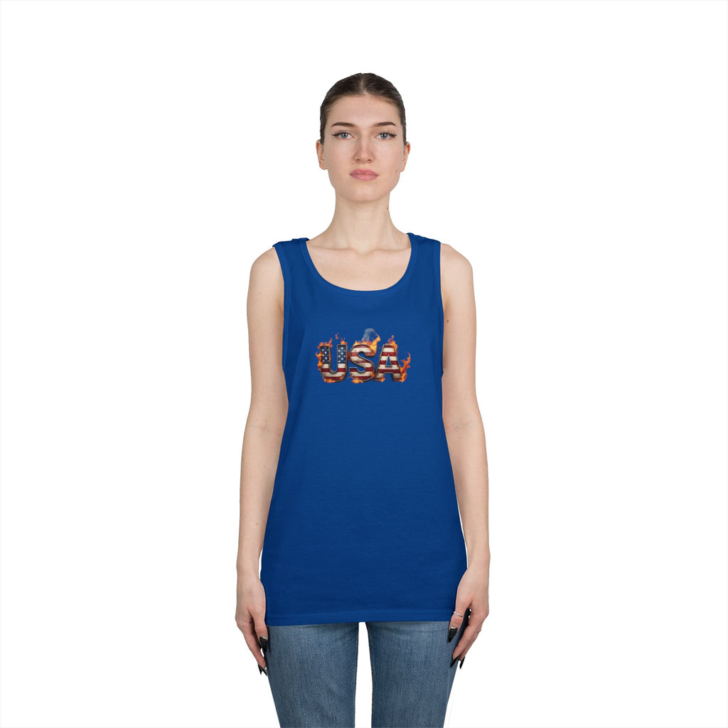 USA Heavy Cotton Tank Top for Casual Summer Outings and Celebrations