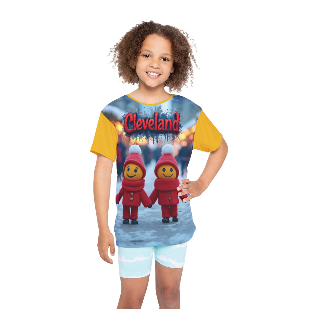 Cleveland Kids Jersey, Fun Holiday Jersey, Kids Team T-Shirt, Unique AOP Shirt, Perfect for Christmas, Gift