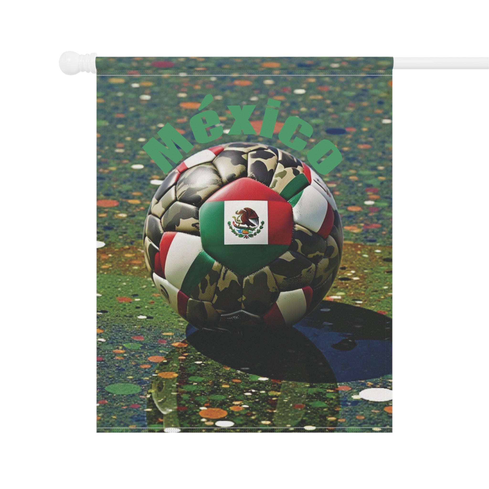 Mexico Soccer Ball Garden Flag — Patriotic Football Garden & House Banner